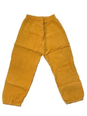 🏝️ NWT Mustard Yellow Muslin Cotton Toddler Pants Size 4-5Y Soft Elastic Waist